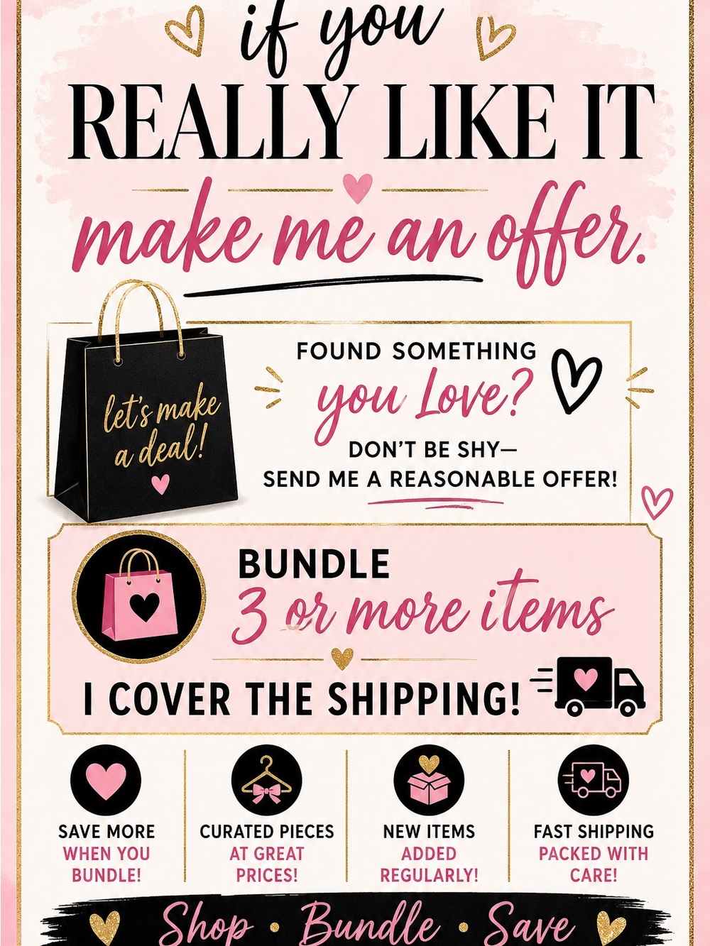 Make Me an Offer Pink & Black Sales Sign